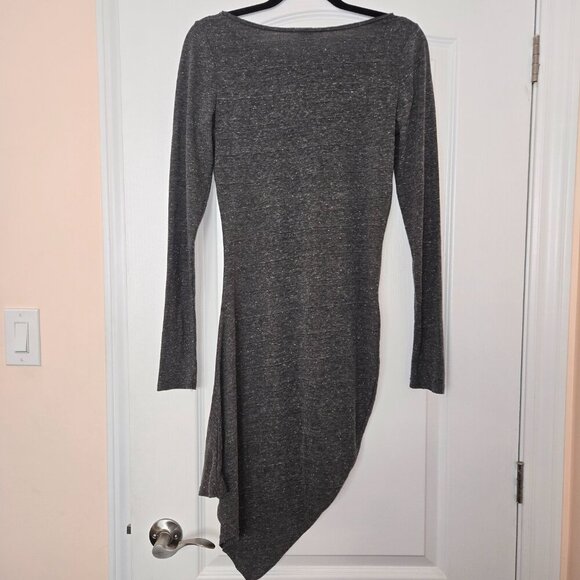 Free People Crochet Trim Asymmetrical Bodycon Grey Dress Size M - Picture 3 of 11